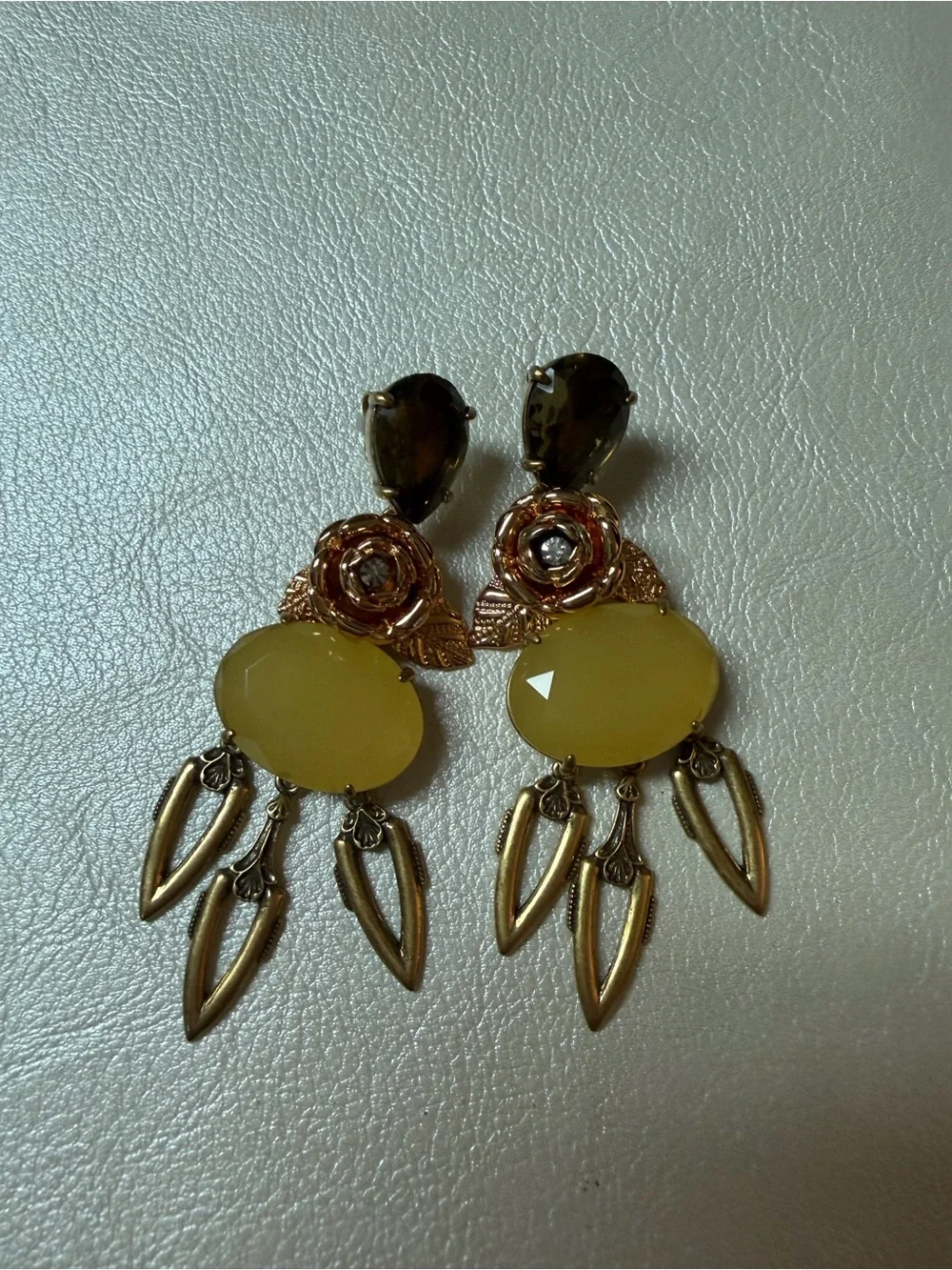 J. Crew Gold-Tone Yellow Drop Floral Dangle Earrings